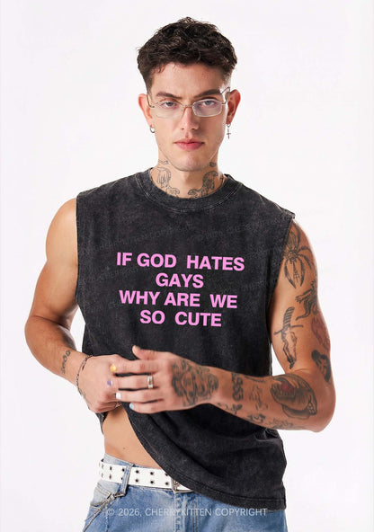 If God Hates Gays Pride Y2K Washed Muscle Tank Cherrykitten