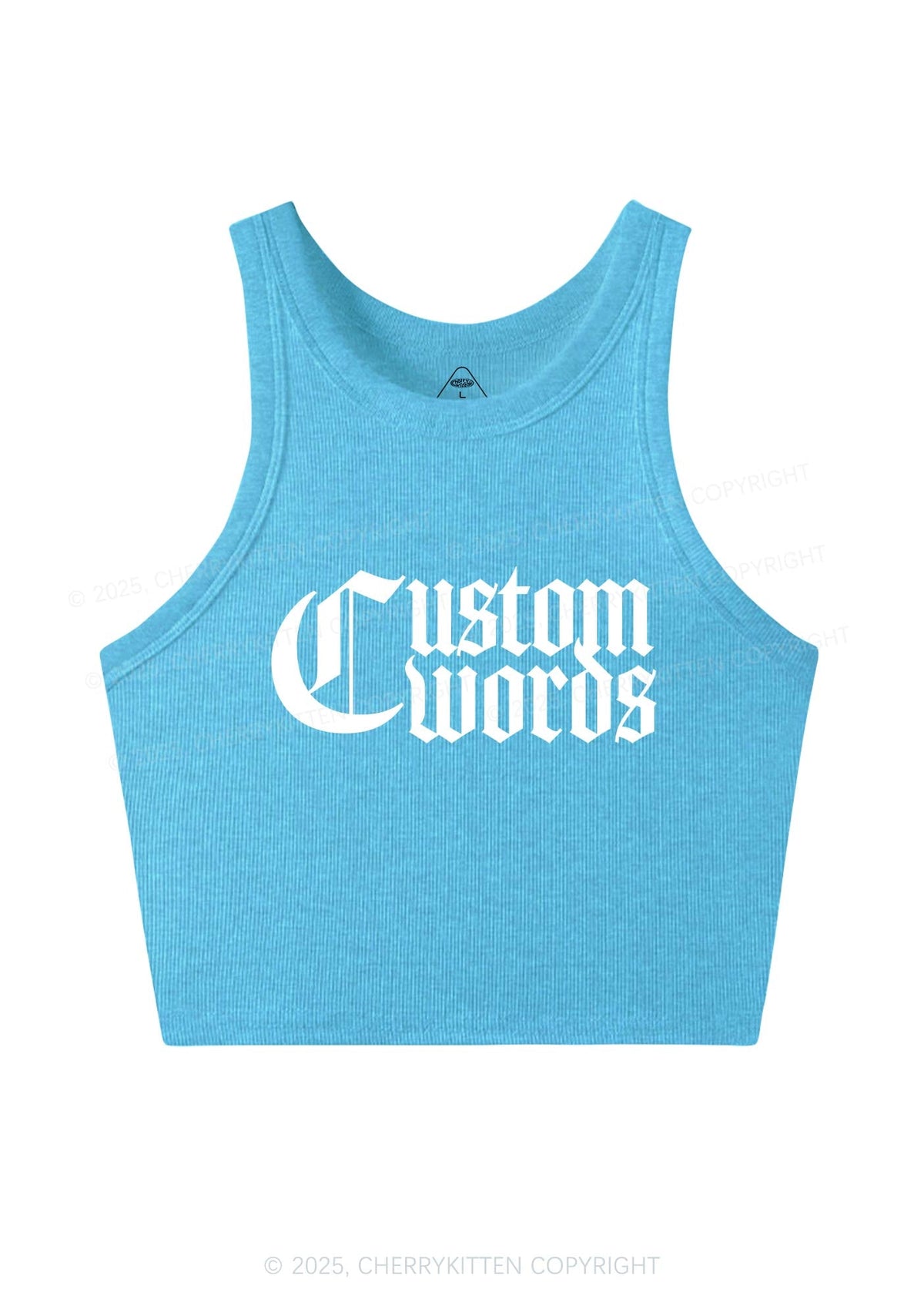 Custom Text Gothic Font Y2K Crop Tank Top Cherrykitten