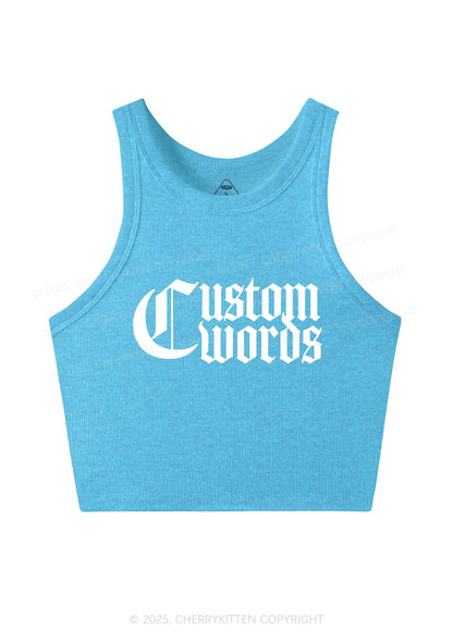 Custom Text Gothic Font Y2K Crop Tank Top Cherrykitten