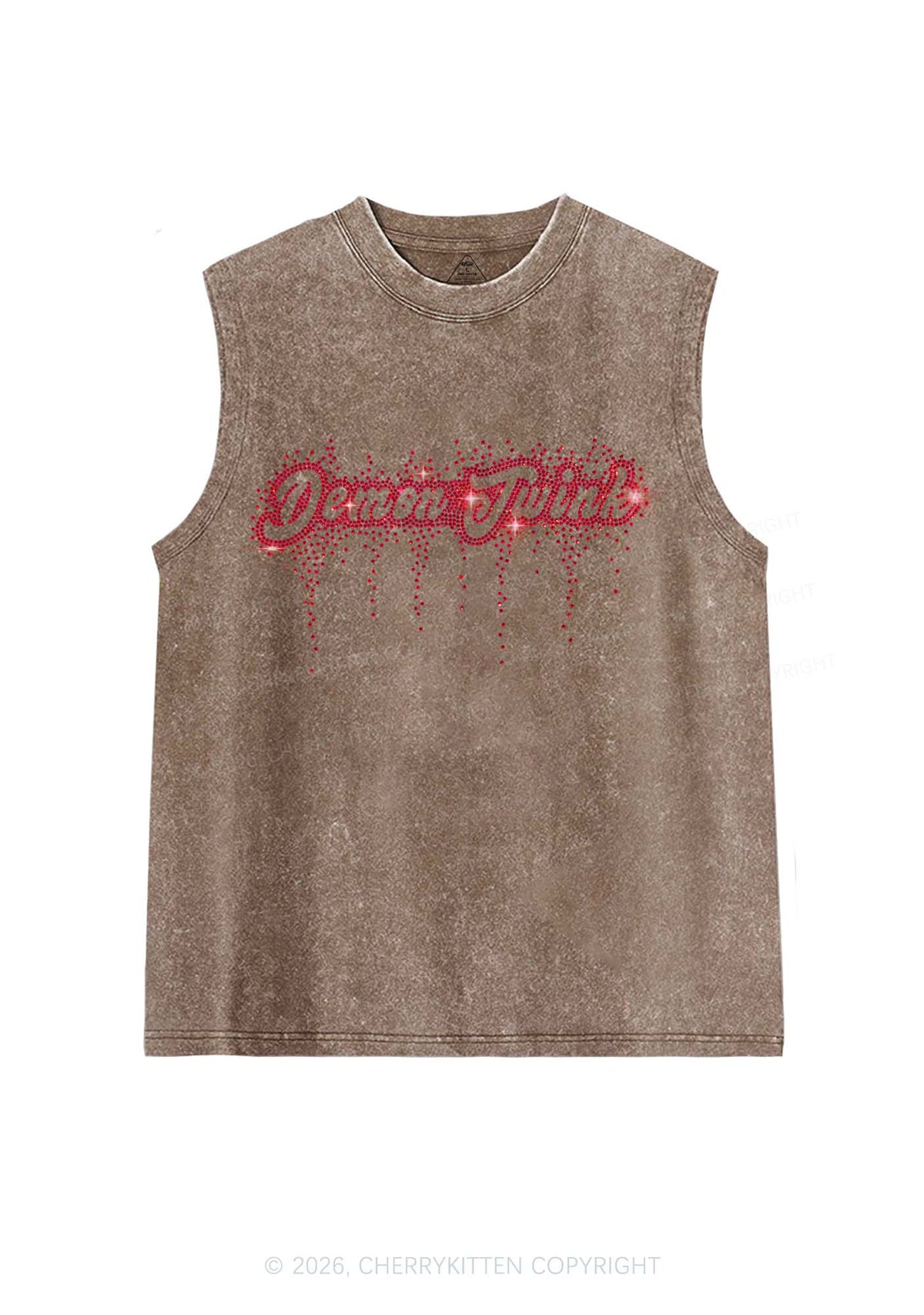 Rhinestone Demon Twink Pride Y2K Washed Muscle Tank Cherrykitten