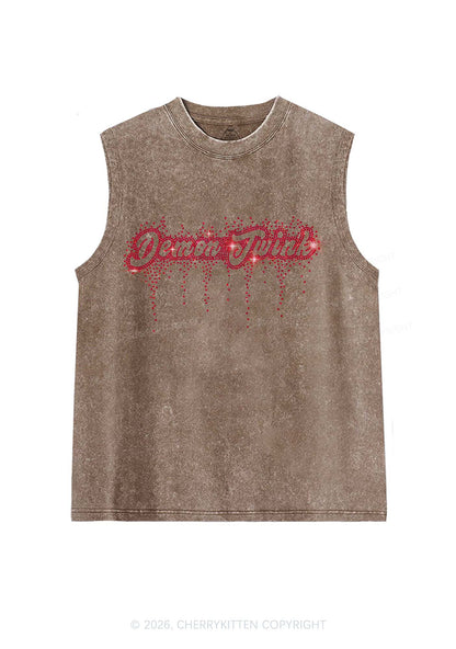 Rhinestone Demon Twink Pride Y2K Washed Muscle Tank Cherrykitten