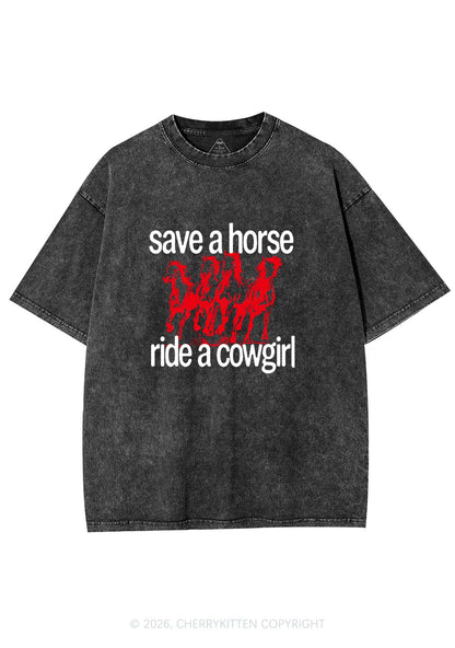 Four Horses Cowgirl Pride Y2K Shirts Washed Tee Cherrykitten