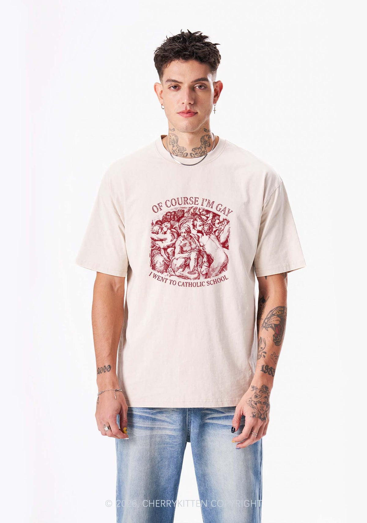 Of Course Im Gay l Pride Y2K Shirts Washed Tee Cherrykitten