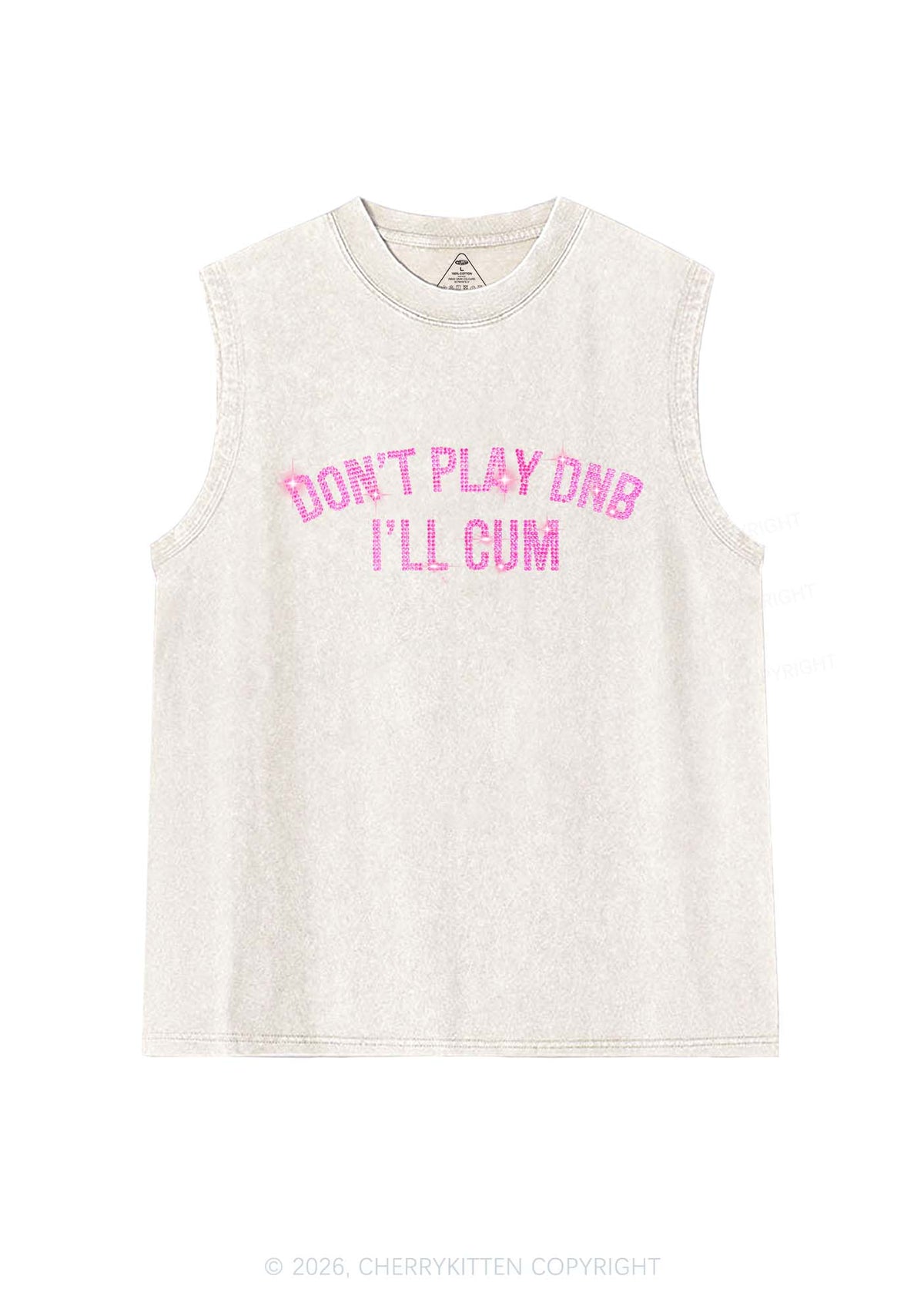 Rhinestone Dont Play DNB Y2K Washed Muscle Tank Cherrykitten