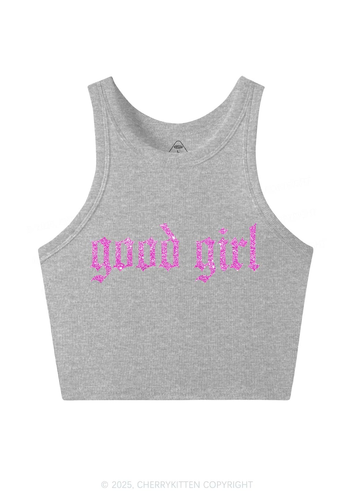 Glitter Good Girl Y2K Crop Tank Top Cherrykitten