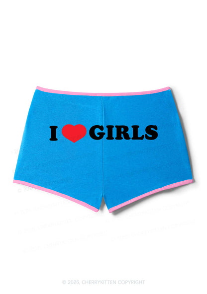 I Love Girls Pride Y2K Booty Shorts Cherrykitten