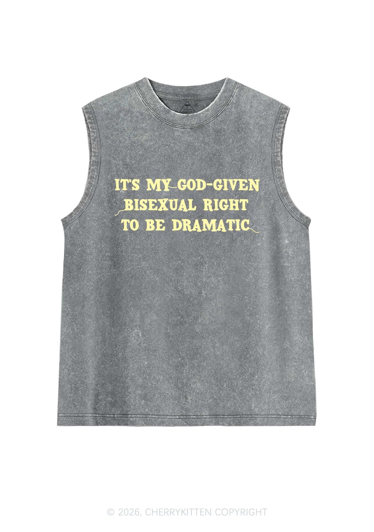 God Given Bisexual Right Pride Y2K Washed Muscle Tank Cherrykitten