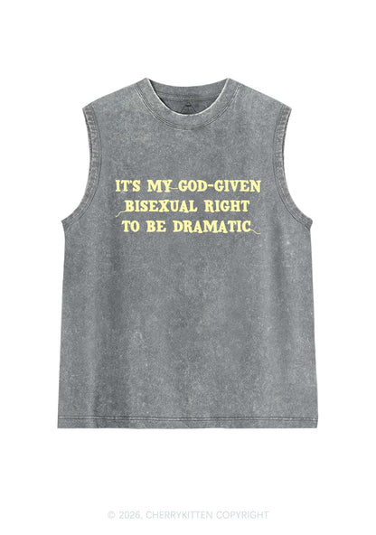 God Given Bisexual Right Pride Y2K Washed Muscle Tank Cherrykitten