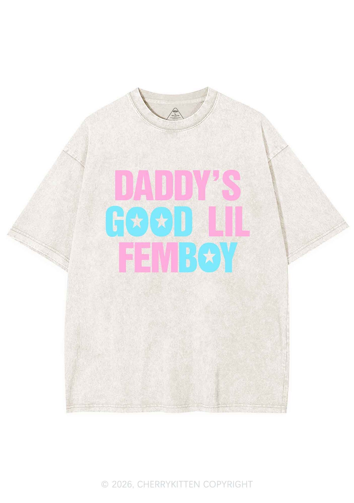 Daddys Good Lil Femboy Pride Y2K Shirts Washed Tee Cherrykitten