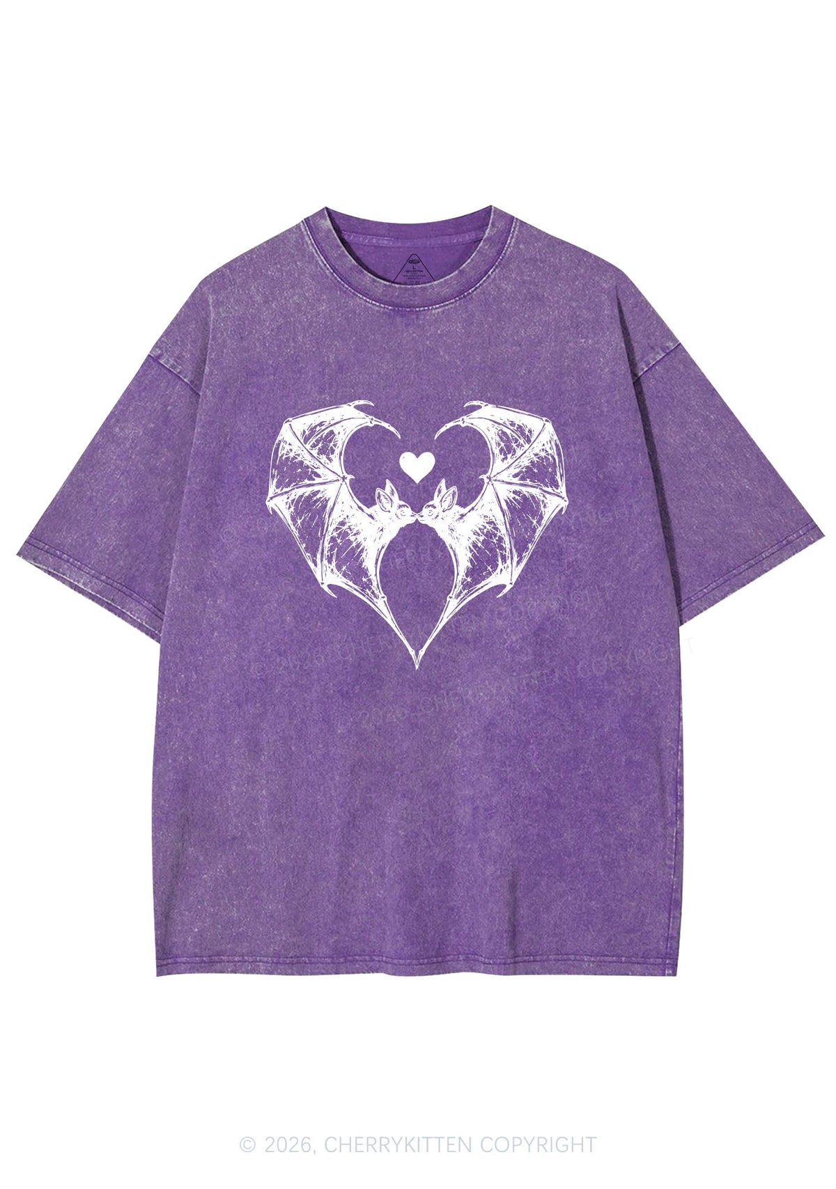Halloween Bat Heart Y2K Shirts Washed Tee Cherrykitten
