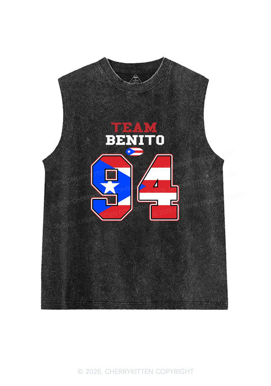 Black Team Bunny Y2K Washed Muscle Tank Cherrykitten