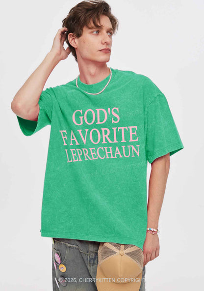 God's Favorite Leprechaun St Patricks Y2K Shirts Washed Tee Cherrykitten