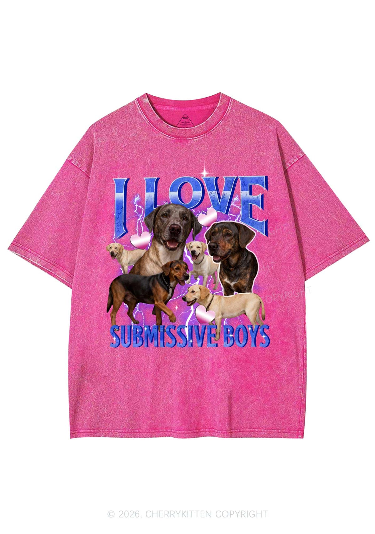 I Love S Dogs Y2K Shirts Washed Tee Cherrykitten