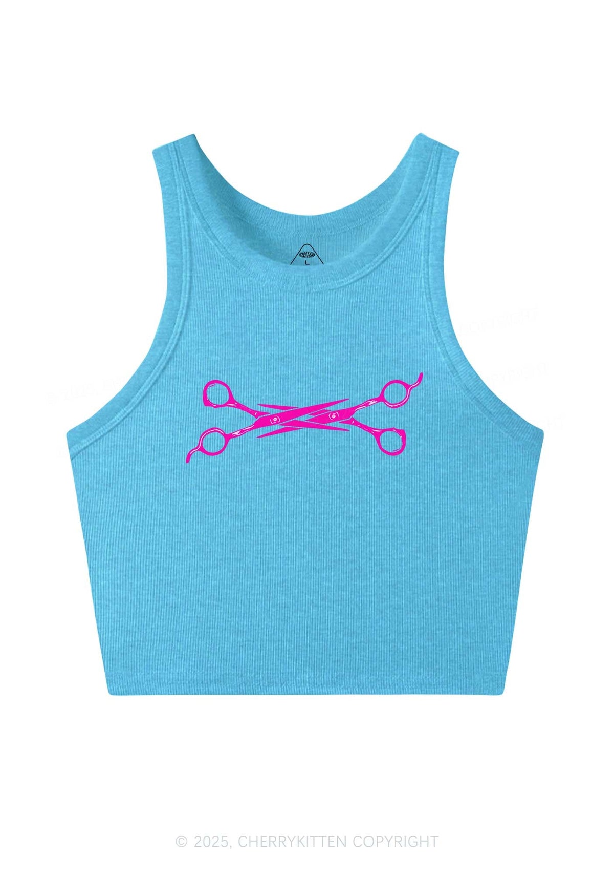 Pink Scissor Y2K Crop Tank Top Cherrykitten