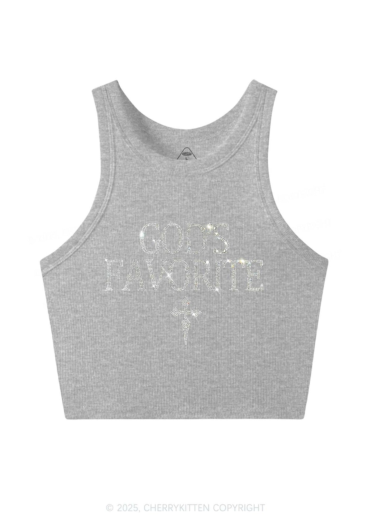 Rhinestone Gods Favorite Y2K Crop Tank Top Cherrykitten