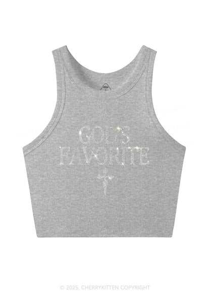 Rhinestone Gods Favorite Y2K Crop Tank Top Cherrykitten