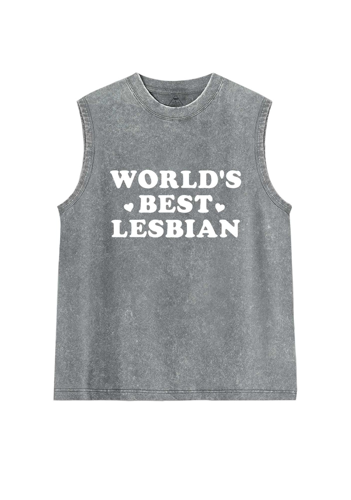 Worlds Best Lesbian Pride Y2K Washed Muscle Tank Cherrykitten