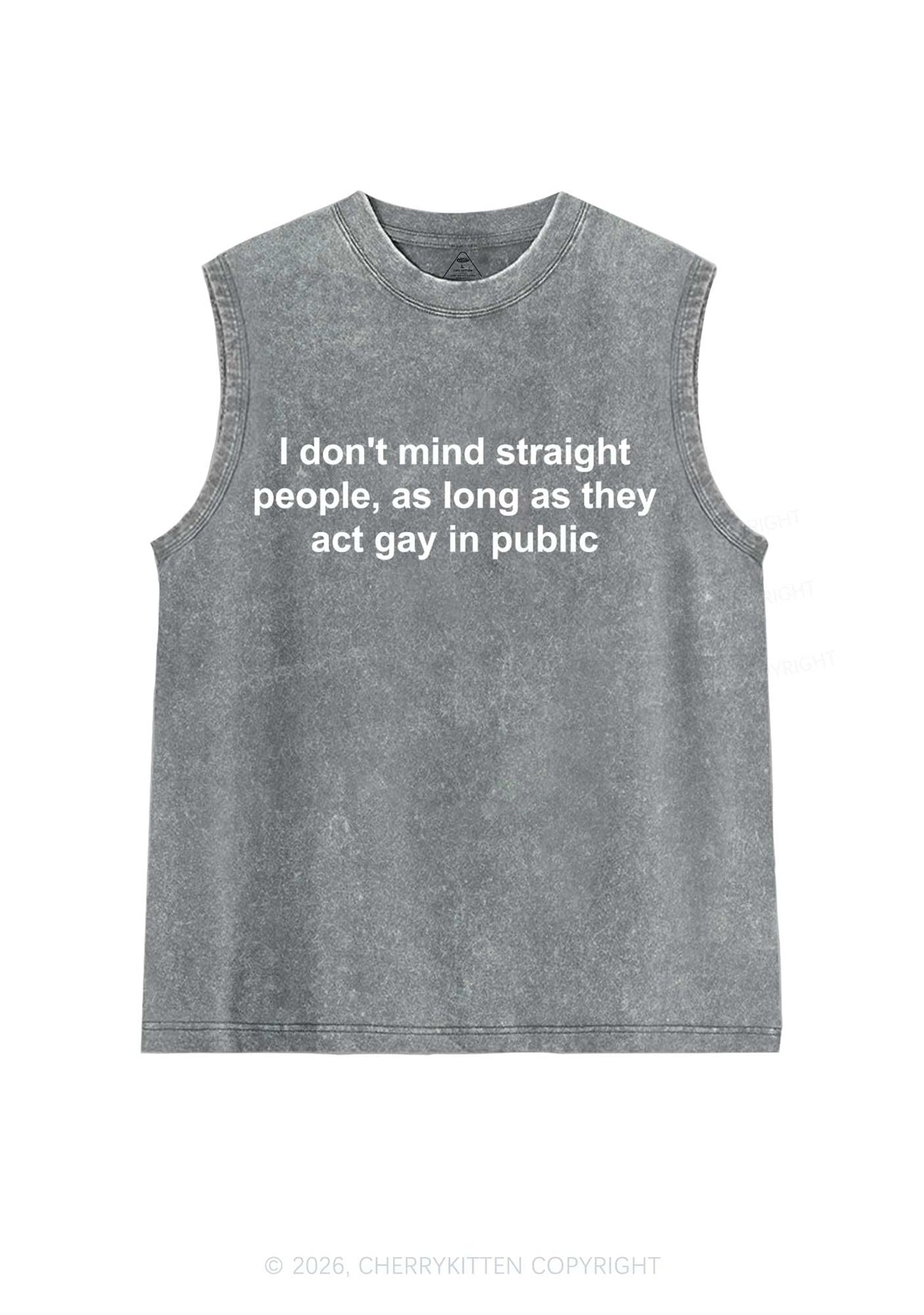 Act Gay In Public Pride Y2K Washed Muscle Tank Cherrykitten