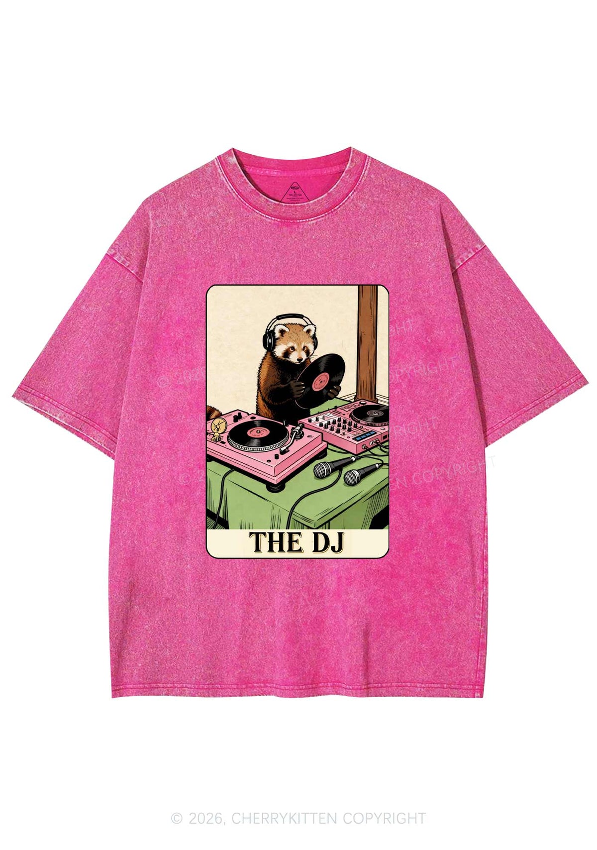 The DJ Raccoon Y2K Shirts Washed Tee Cherrykitten
