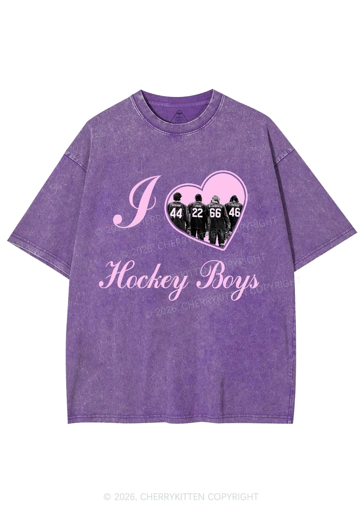 I Love Four Hockey Boys Y2K Shirts Washed Tee Cherrykitten