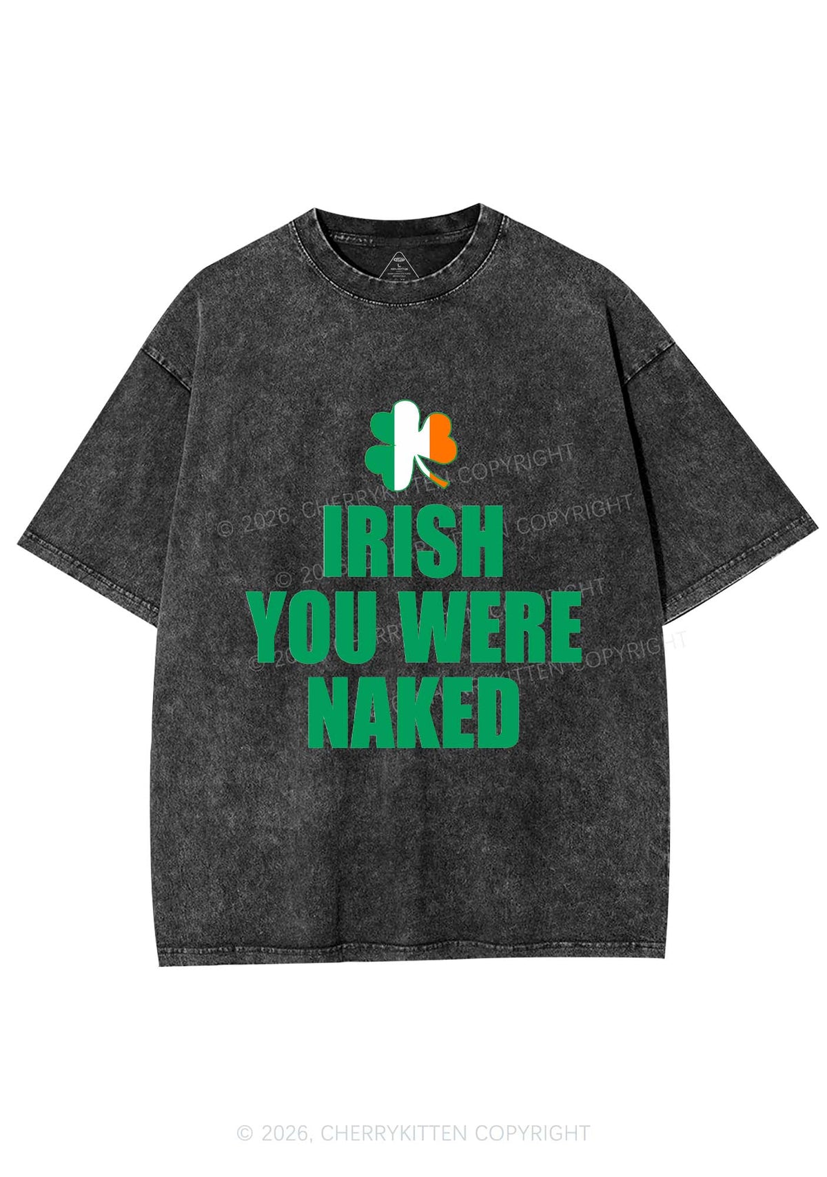 Irish You Were Naked St Patricks Y2K Shirts Washed Tee Cherrykitten