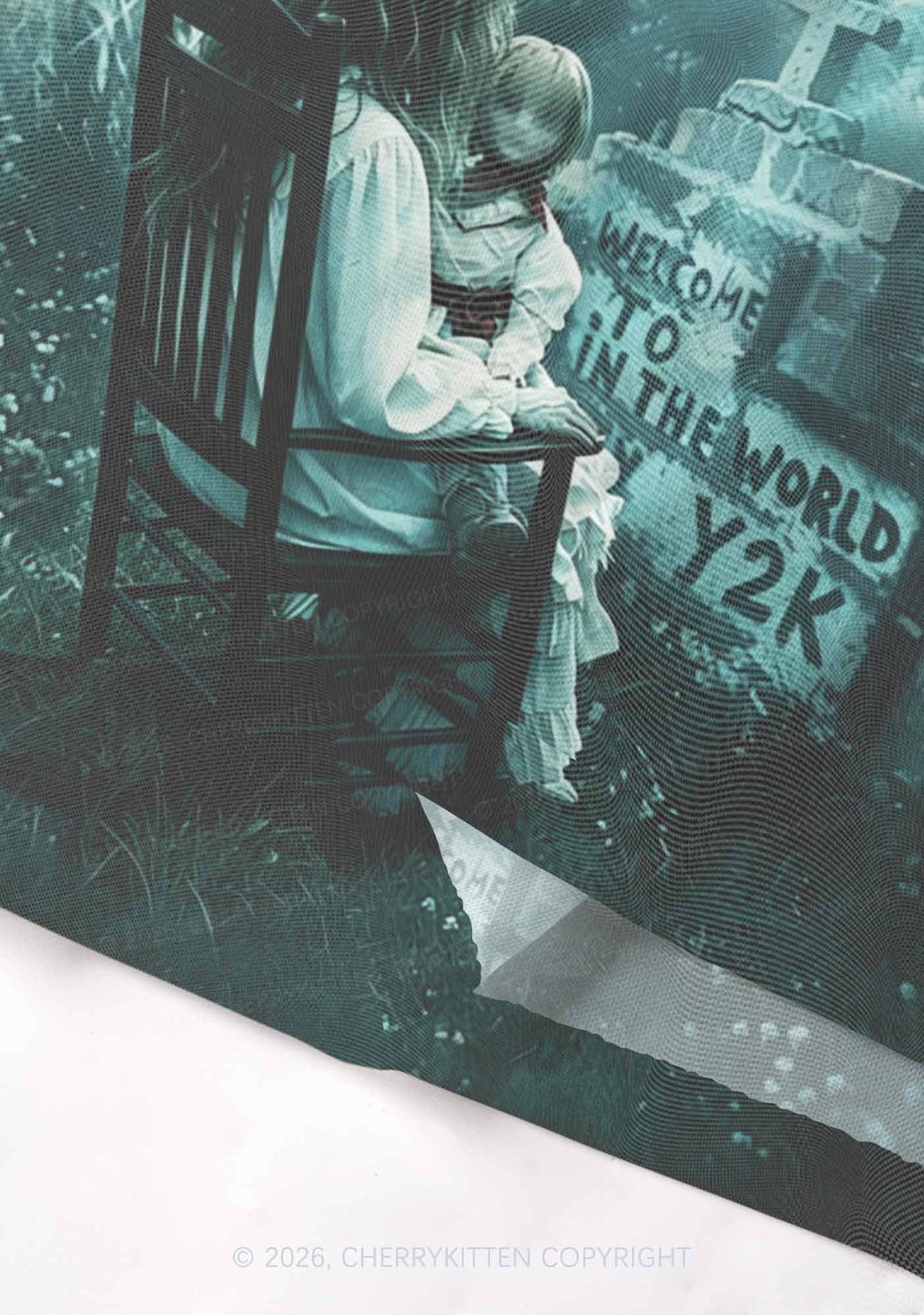 Halloween Graveyard Doll Y2K Mesh Crop Top Cherrykitten