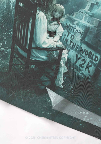Halloween Graveyard Doll Y2K Mesh Crop Top Cherrykitten