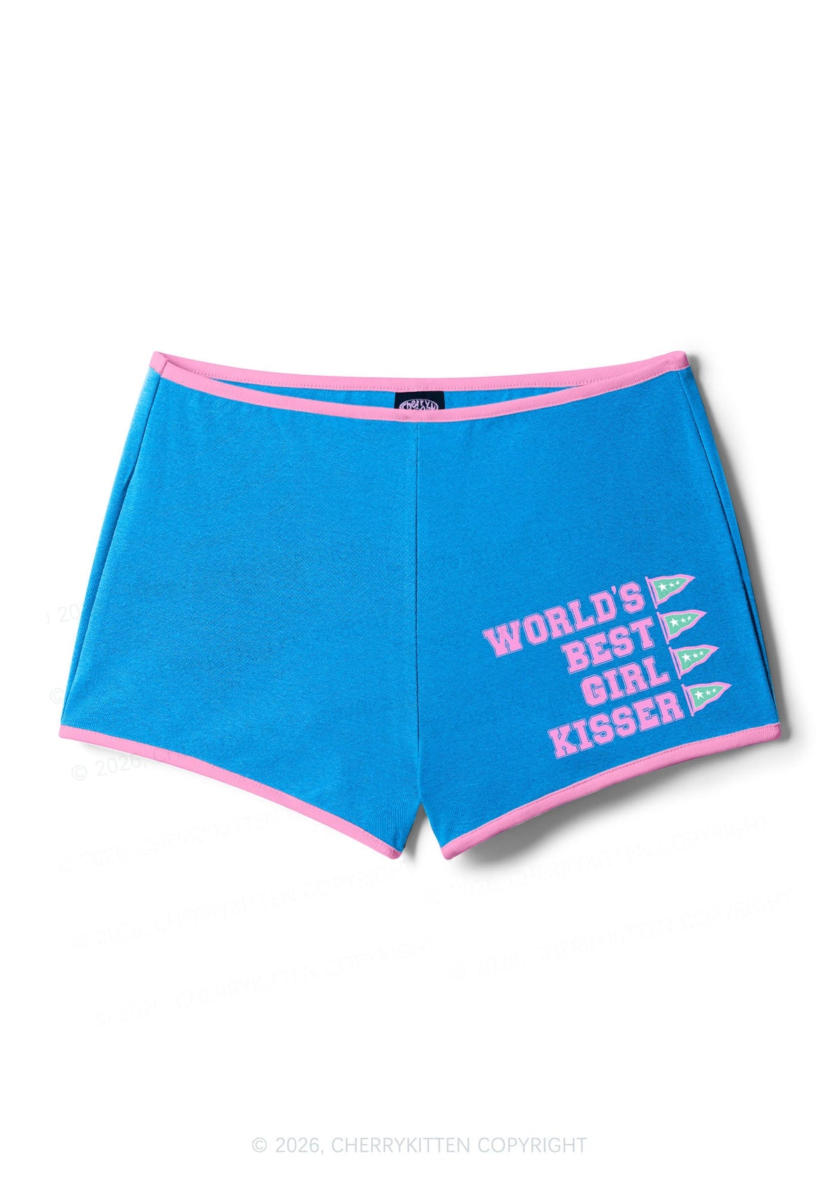 Worlds Best Girl Kisser Pride Y2K Booty Shorts Cherrykitten