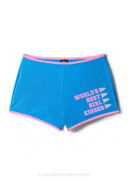 Worlds Best Girl Kisser Pride Y2K Booty Shorts Cherrykitten