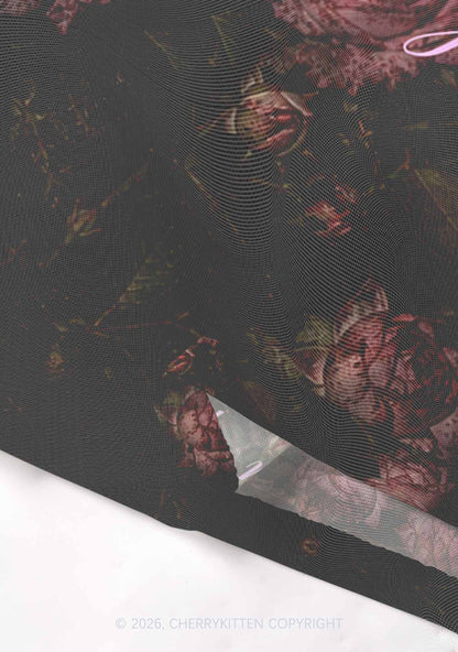 Halloween Literally Me White Bat Y2K Mesh Crop Top Cherrykitten