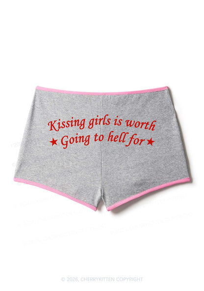 Kissing Girls is Worth Pride Y2K Booty Shorts Cherrykitten