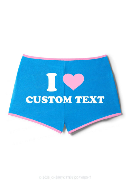 I Love Custom Personalized Y2K Contrast Mini Shorts Cherrykitten