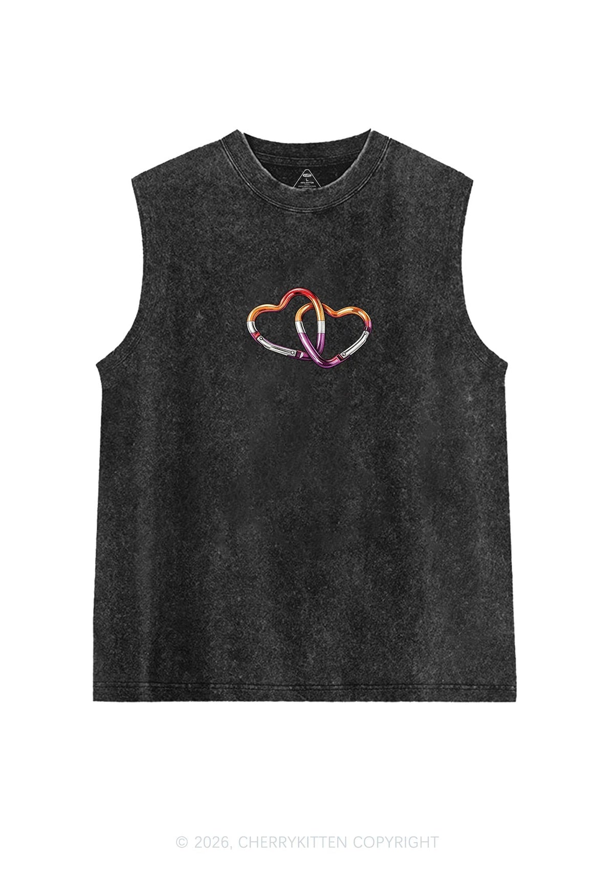 Carabiner Hearts Pride Y2K Washed Muscle Tank Cherrykitten