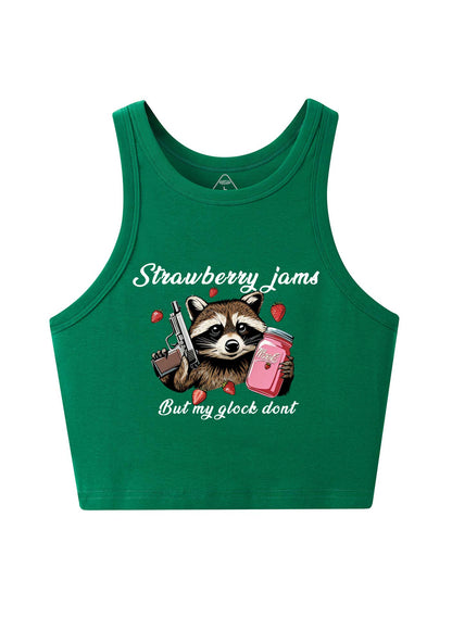 Strawberry Jams Raccoon Y2K Crop Tank Top Cherrykitten