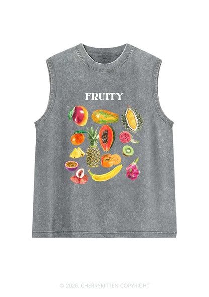 Fruity Pride Y2K Washed Muscle Tank Cherrykitten