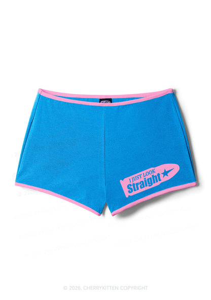 I Just Look Straight Pride Y2K Booty Shorts Cherrykitten