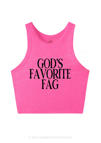 Gods Favorite Fag Pride Y2K Crop Tank Top Cherrykitten