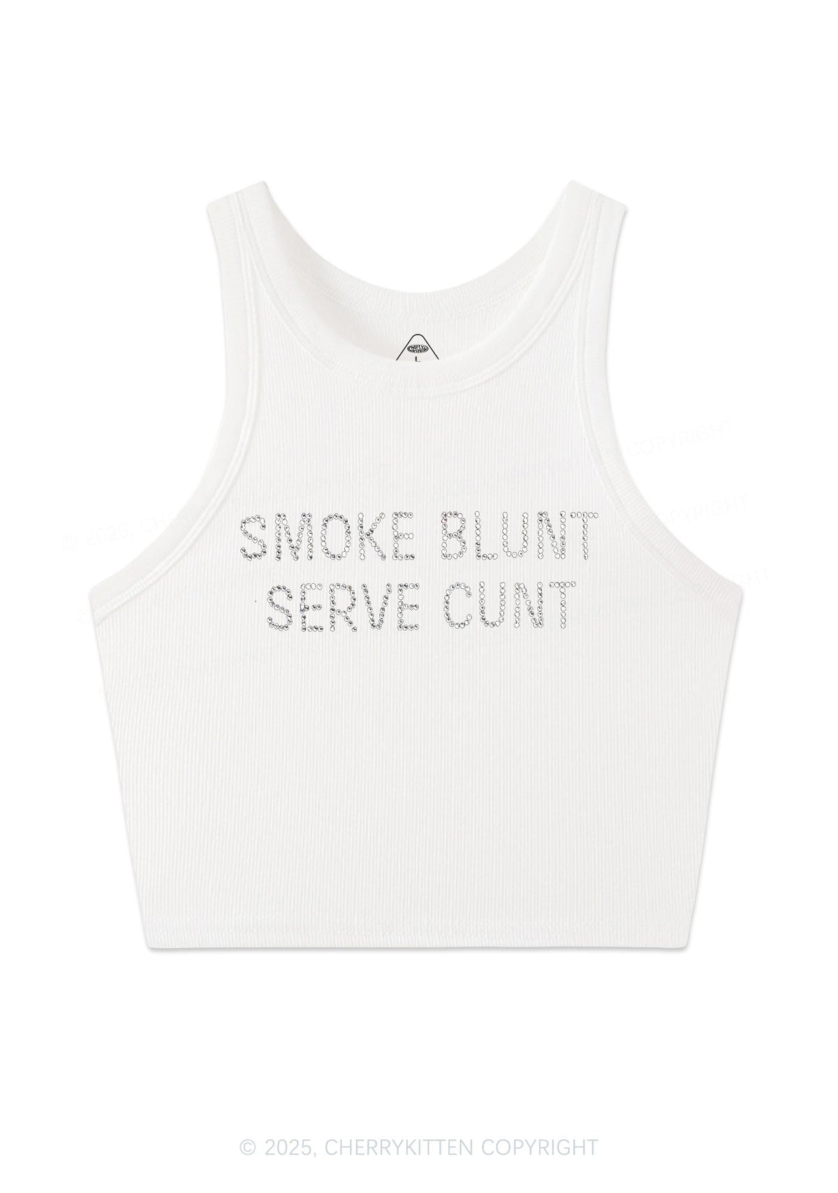 Rhinestone Smoke Blunt Y2K Crop Tank Top Cherrykitten