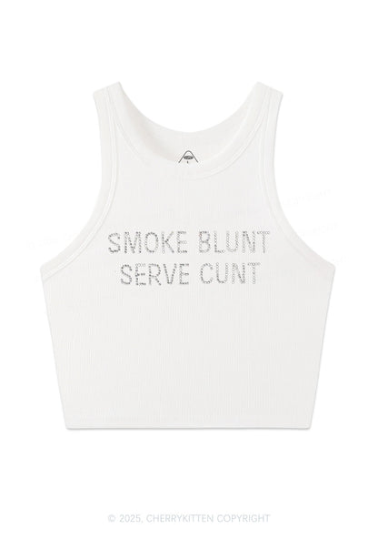 Rhinestone Smoke Blunt Y2K Crop Tank Top Cherrykitten