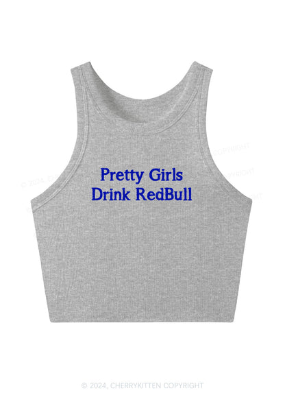 Pretty Girls Drink Red Y2K Crop Tank Top Cherrykitten