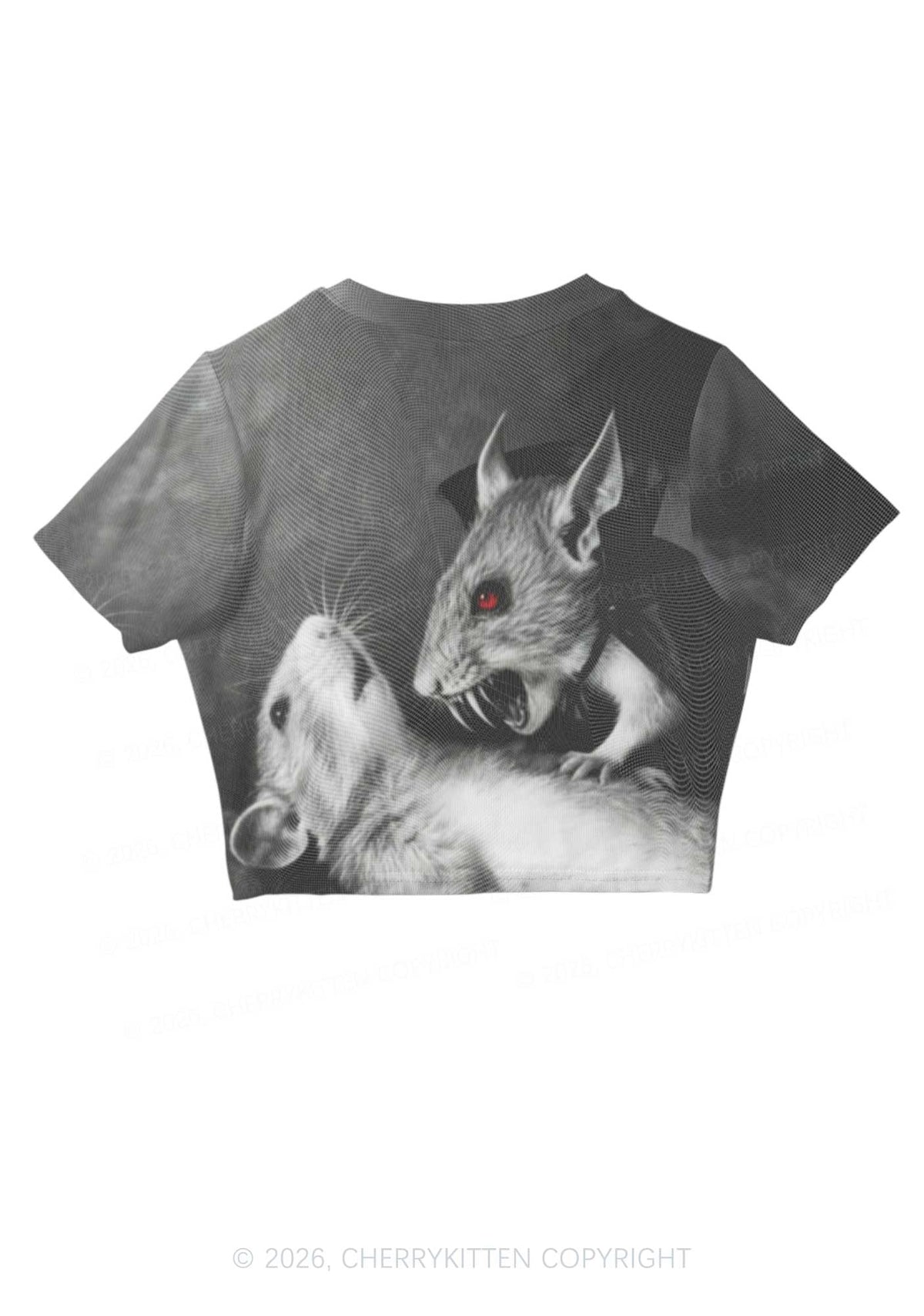 Halloween Vampire Rat Y2K Mesh Crop Top Cherrykitten