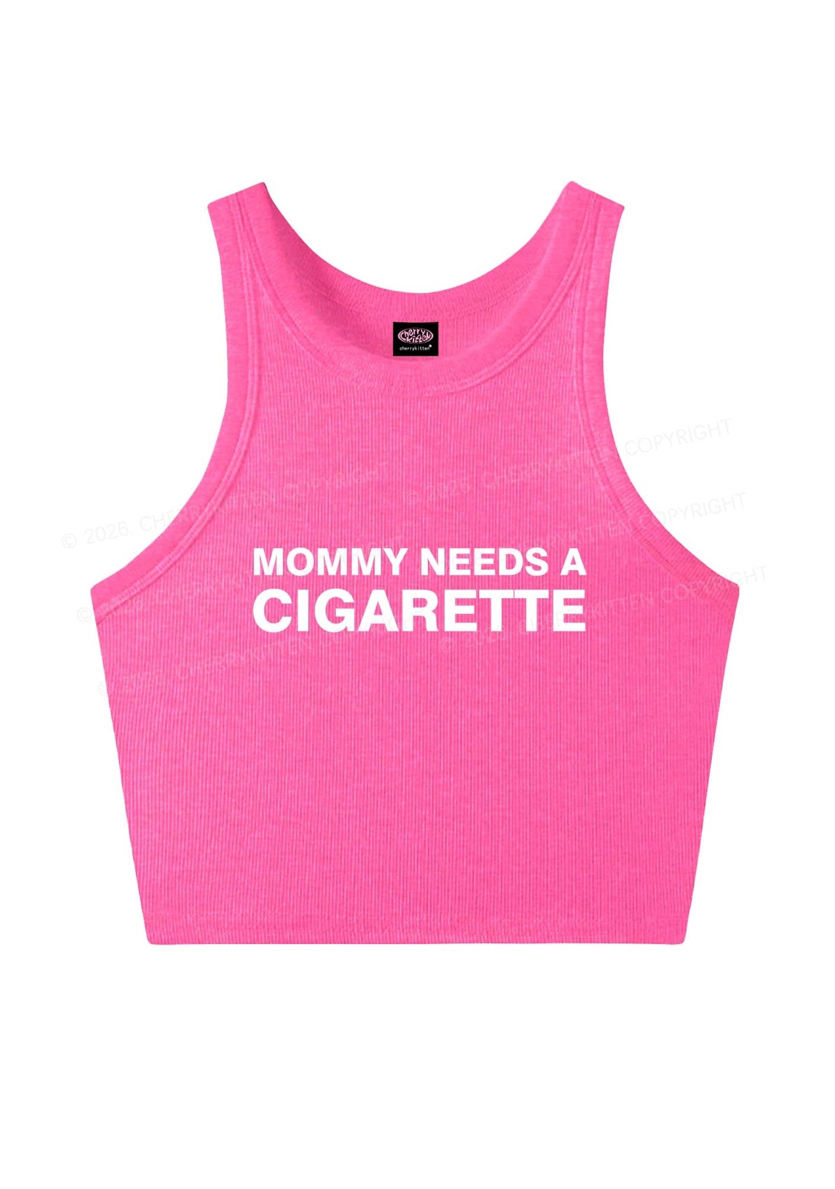 Mommy Needs A Cigarette Y2K Crop Tank Top Cherrykitten