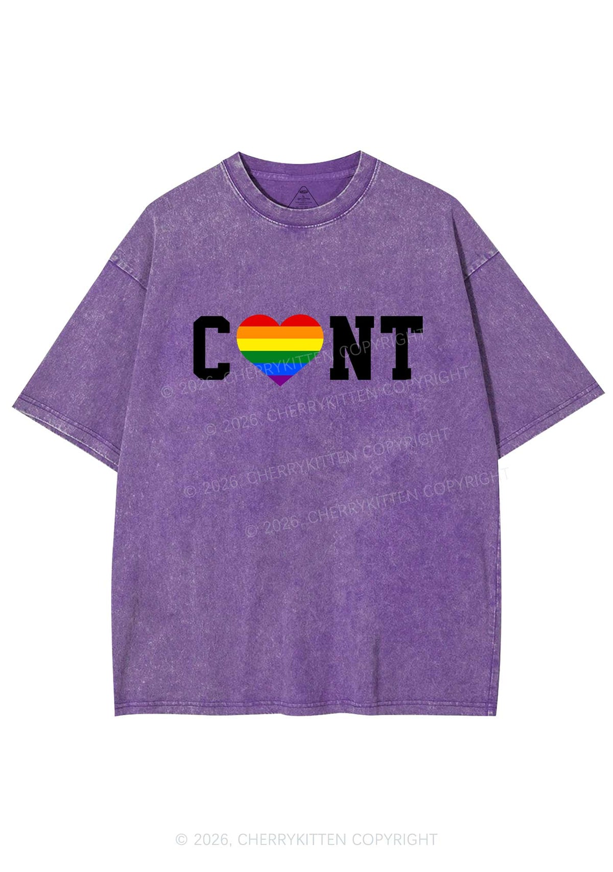 Rainbow Heart Cxxt Pride Y2K Shirts Washed Tee Cherrykitten