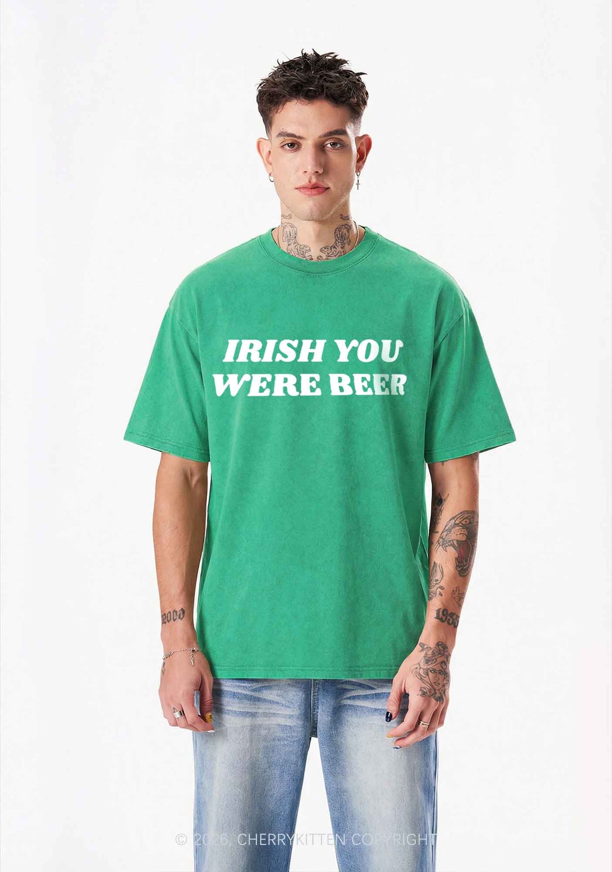 Irish You Were Beer St Patricks Y2K Shirts Washed Tee Cherrykitten