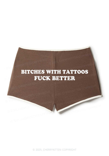 Bxxches With Tattoos Fxxk Better Y2K Booty Shorts Cherrykitten