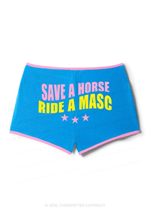 Save Horse Ride Masc Pride Y2K Booty Shorts Cherrykitten