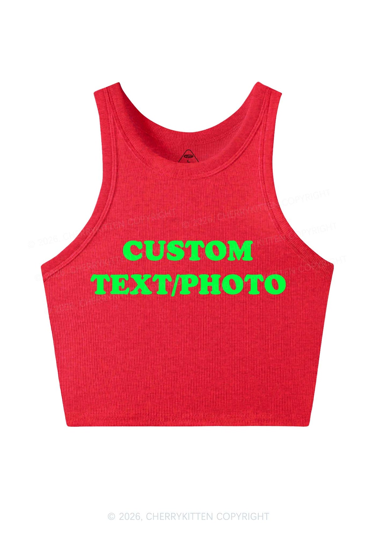 Custom Text Y2K Crop Tank Top Cherrykitten