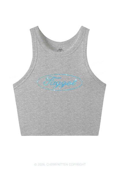 Rhinestone Oval Faggot Pride Y2K Crop Tank Top Cherrykitten