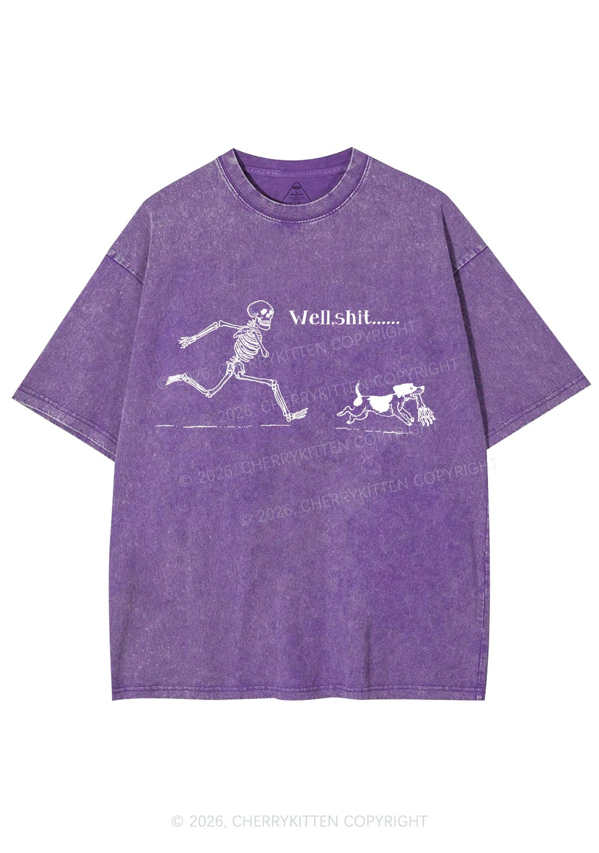 Halloween Well Shxt Skeleton Dog Y2K Shirts Washed Tee Cherrykitten