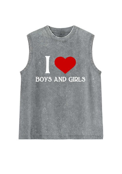 I Love Boys and Girls Pride Y2K Washed Muscle Tank Cherrykitten